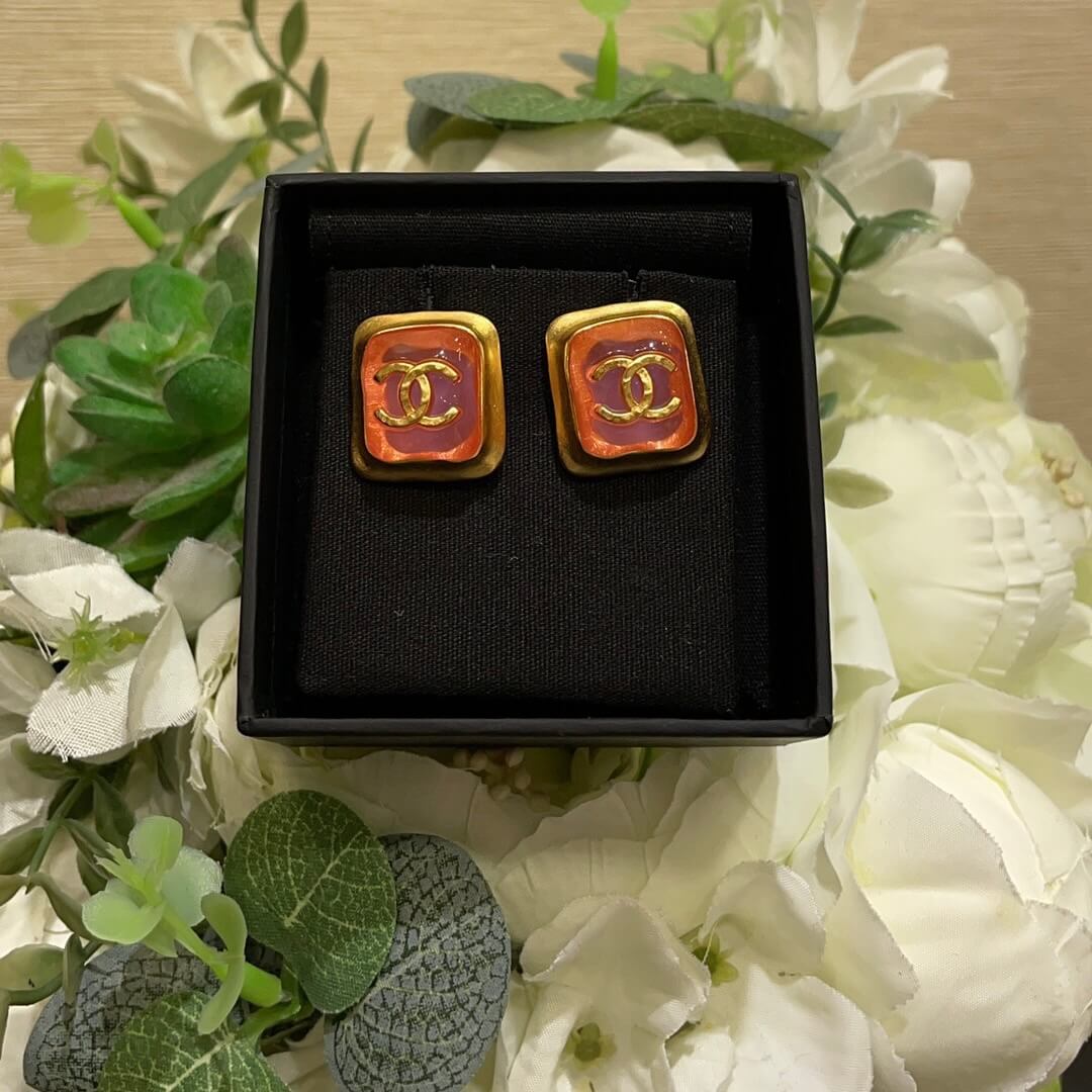 Vintage Rose Gold Square Stud Earrings