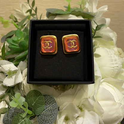 Vintage Rose Gold Square Stud Earrings