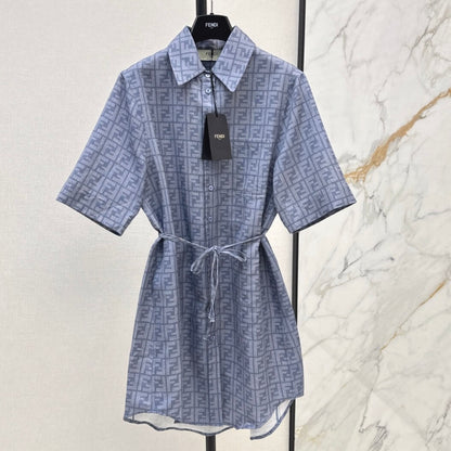 Casual Chic Letter-Print Shirt Dress