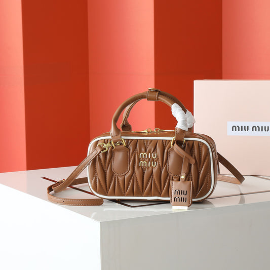 Mi 25 Large Lambskin Textured Vintage Baguette Bag