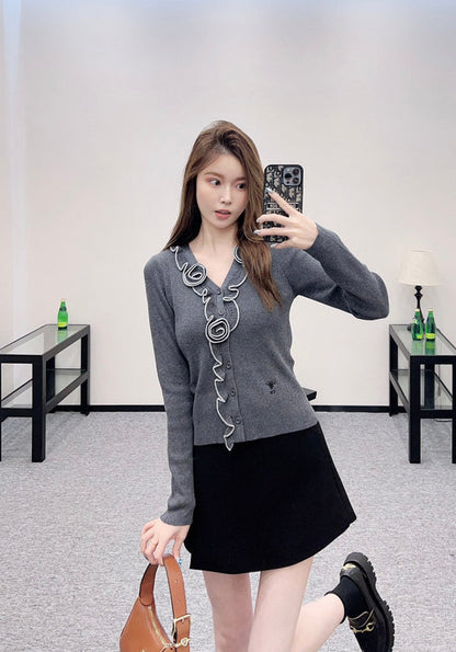 25 new product Flower knitted cardigan