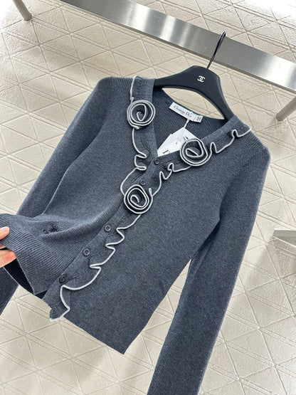 25 new product Flower knitted cardigan