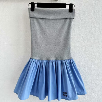 Classic Designed Patchwork Bustier Dress