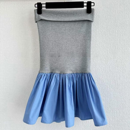 Classic Designed Patchwork Bustier Dress