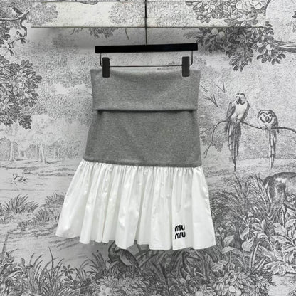 Classic Designed Patchwork Bustier Dress