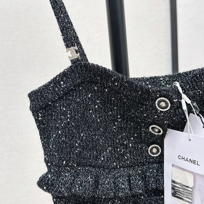 Layered Lace-Trimmed Glitter Camisole