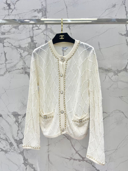 Hand-Strapped Sequined Knit Cardigan