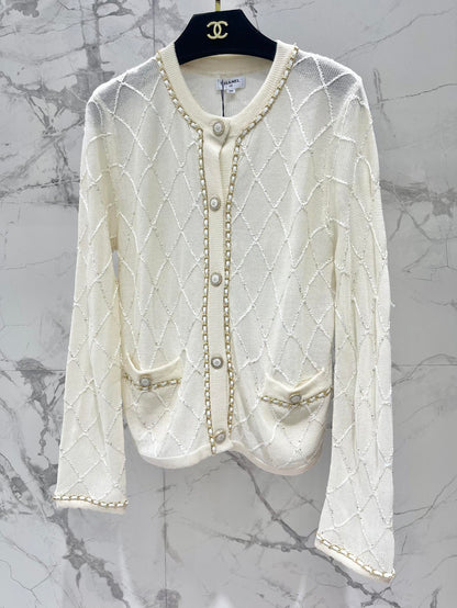 Hand-Strapped Sequined Knit Cardigan