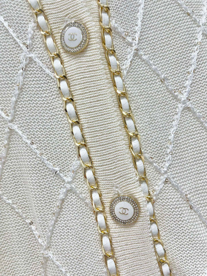 Hand-Strapped Sequined Knit Cardigan