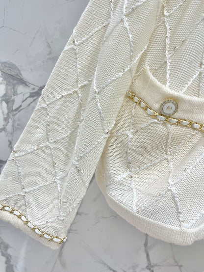 Hand-Strapped Sequined Knit Cardigan