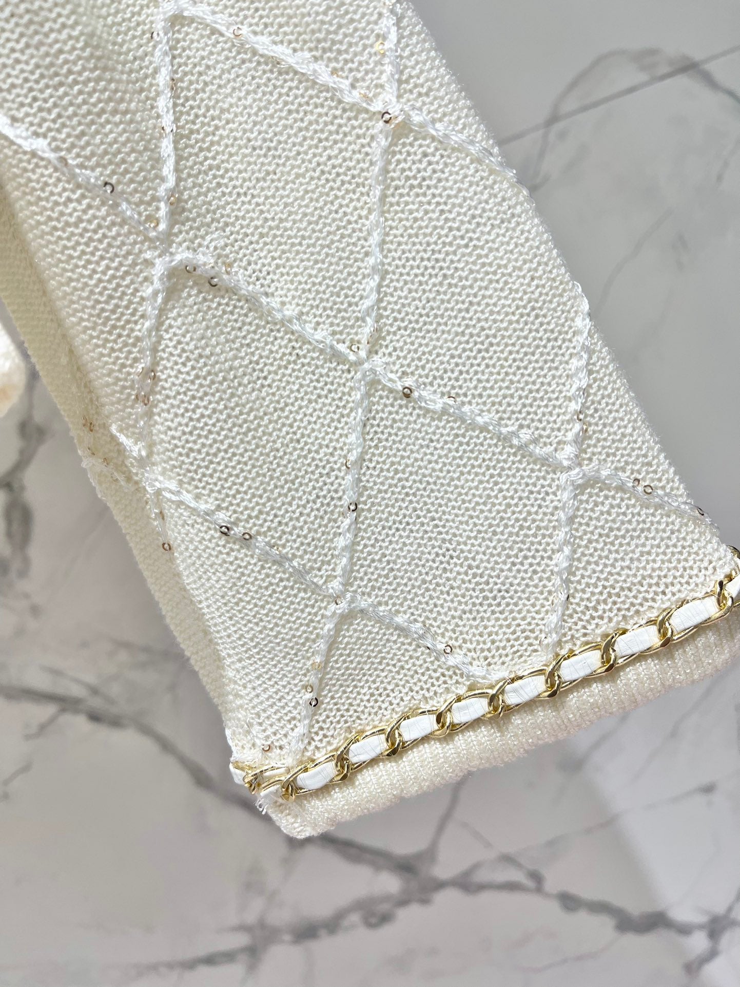 Hand-Strapped Sequined Knit Cardigan