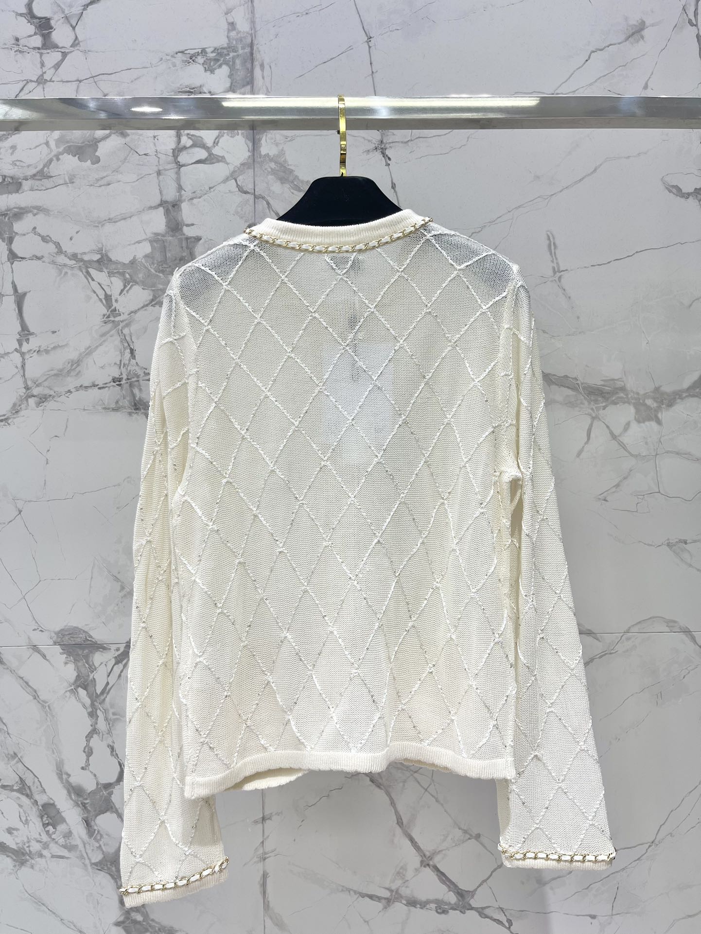 Hand-Strapped Sequined Knit Cardigan