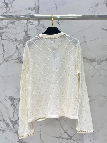 Hand-Strapped Sequined Knit Cardigan