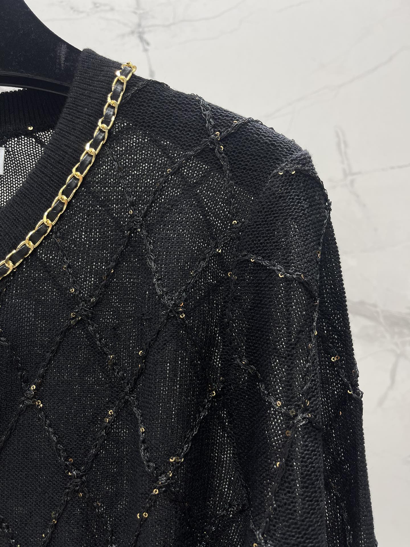 Hand-Strapped Sequined Knit Cardigan