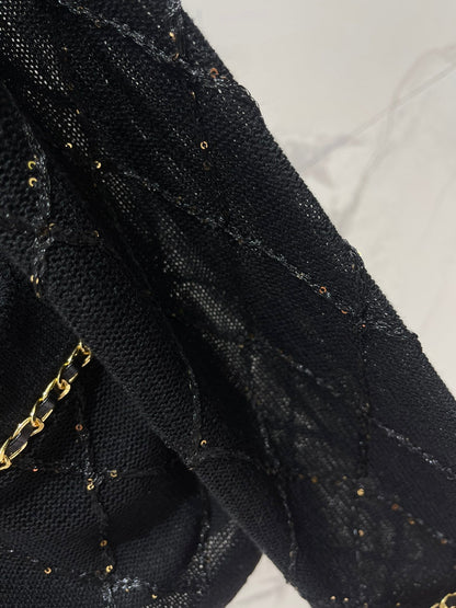 Hand-Strapped Sequined Knit Cardigan