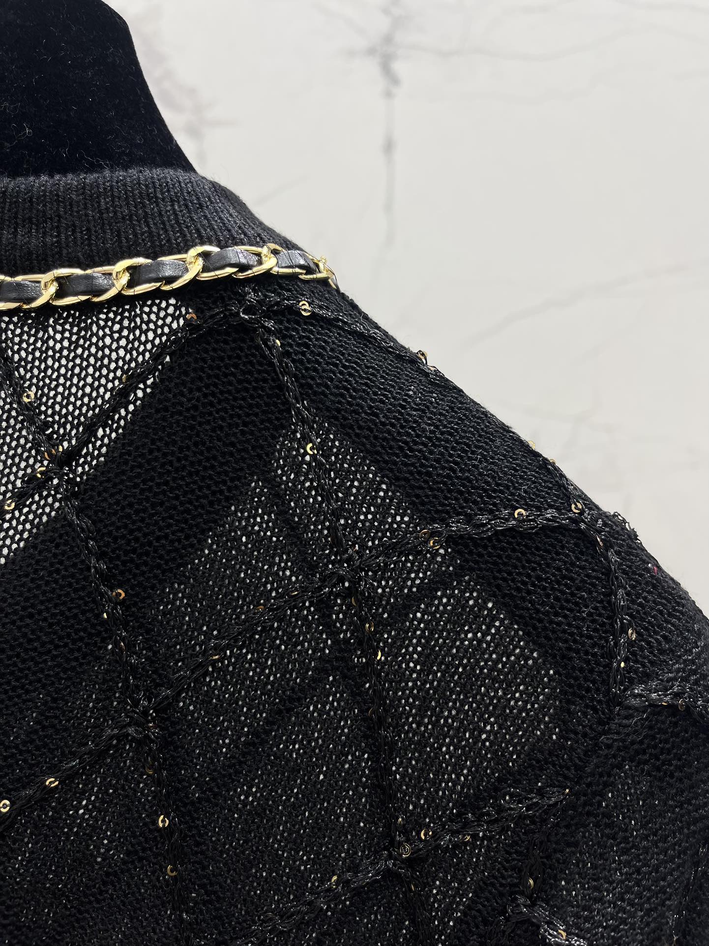 Hand-Strapped Sequined Knit Cardigan