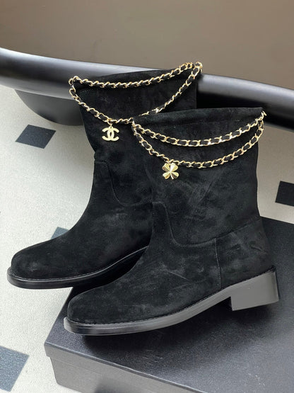 Chain boots suede short boots