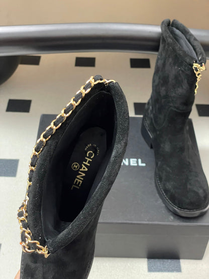 Chain boots suede short boots