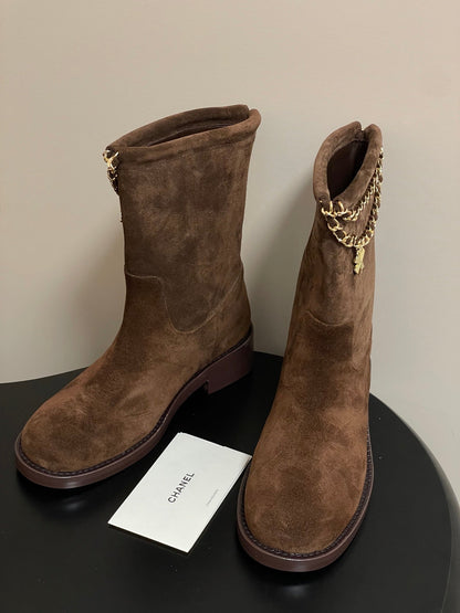 Chain boots suede short boots