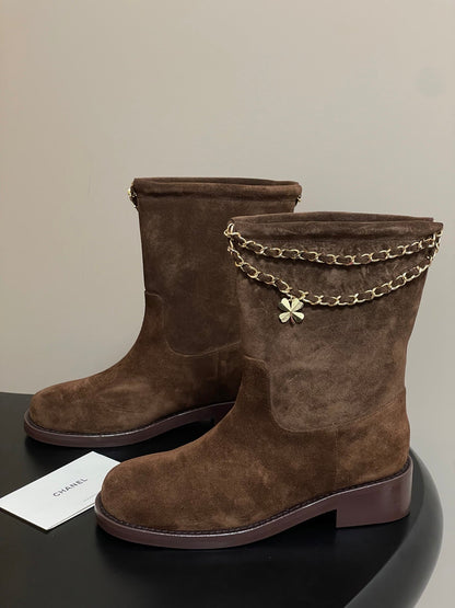 Chain boots suede short boots