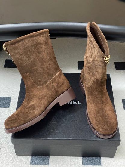 Chain boots suede short boots