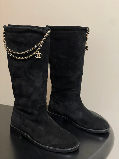 Chain boots suede short boots