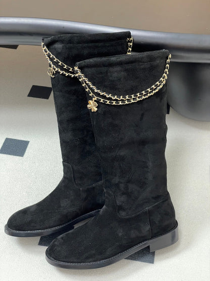 Chain boots suede short boots
