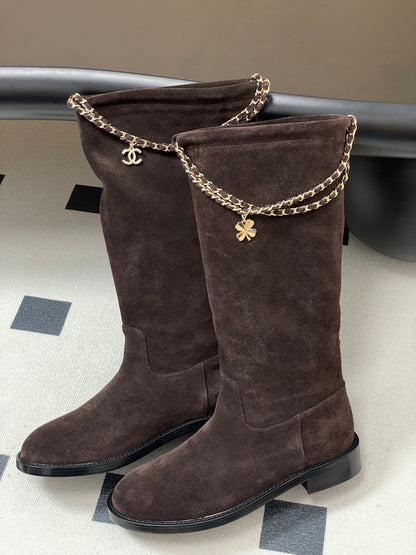 Chain boots suede short boots