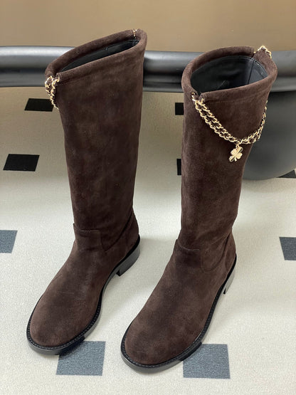 Chain boots suede short boots