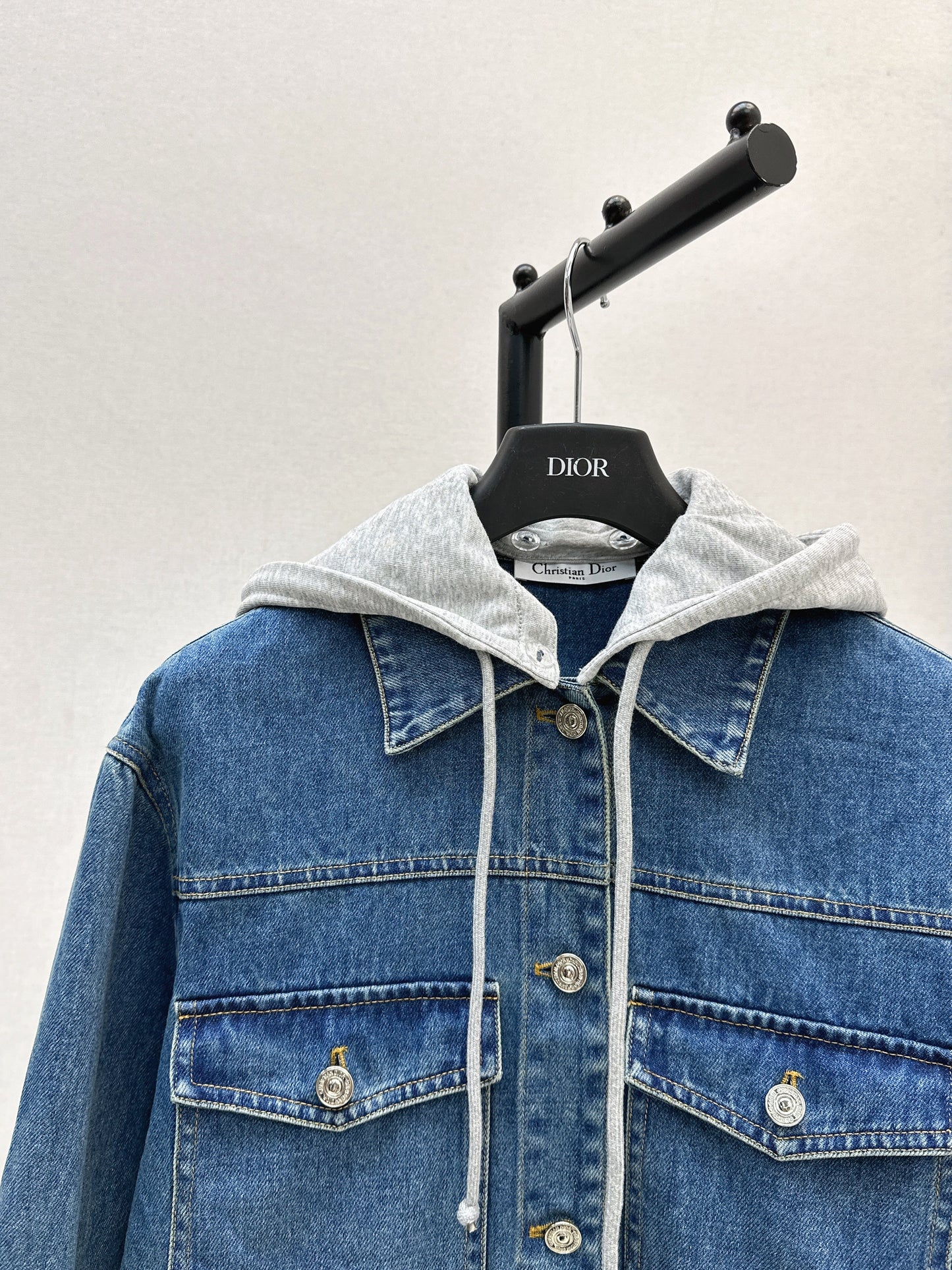 25fw Contrast color hooded denim jacket