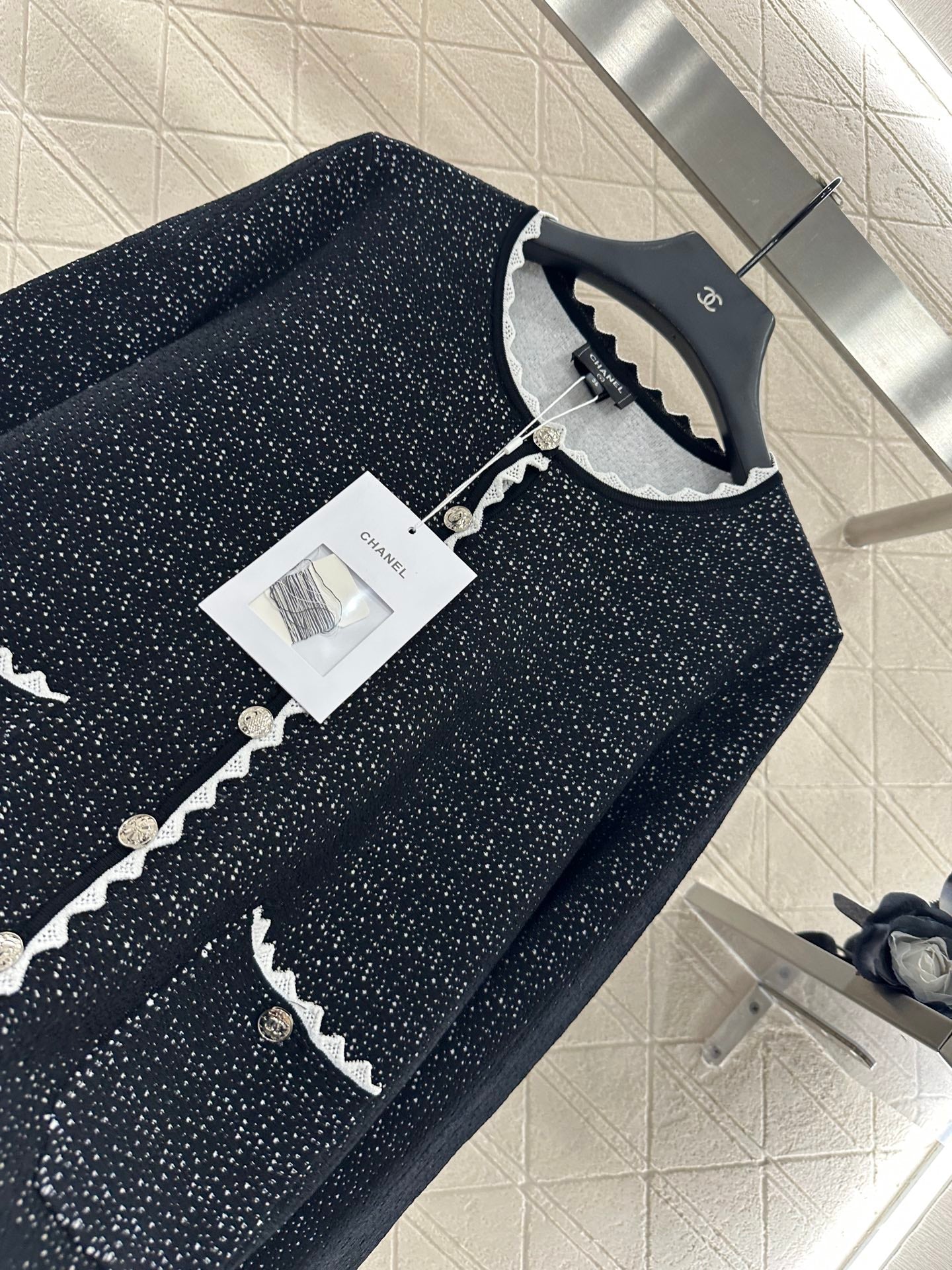 25fw Double layered knitted cardigan