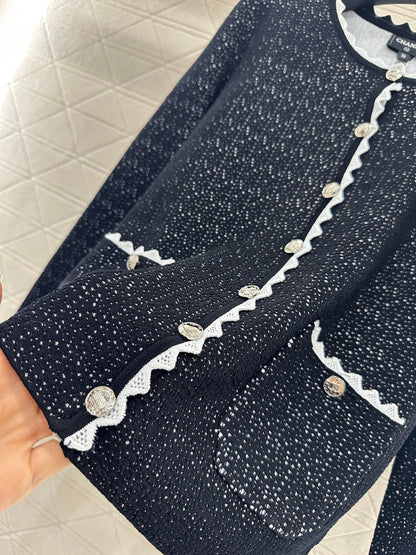 25fw Double layered knitted cardigan