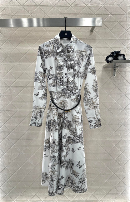 25fw Printed belt dress