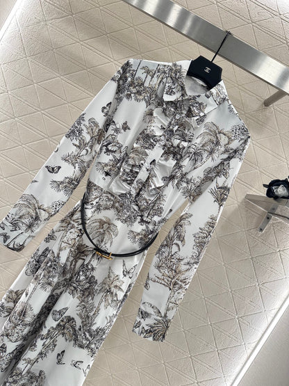 25fw Printed belt dress