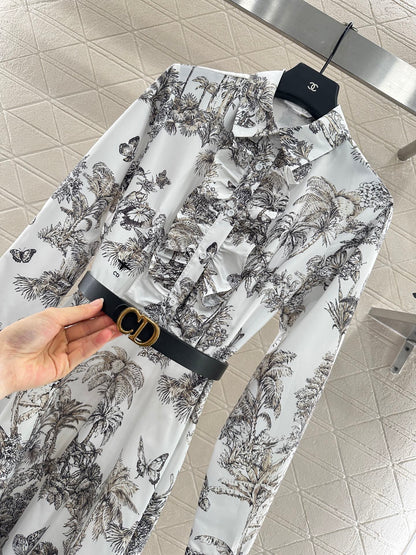 25fw Printed belt dress