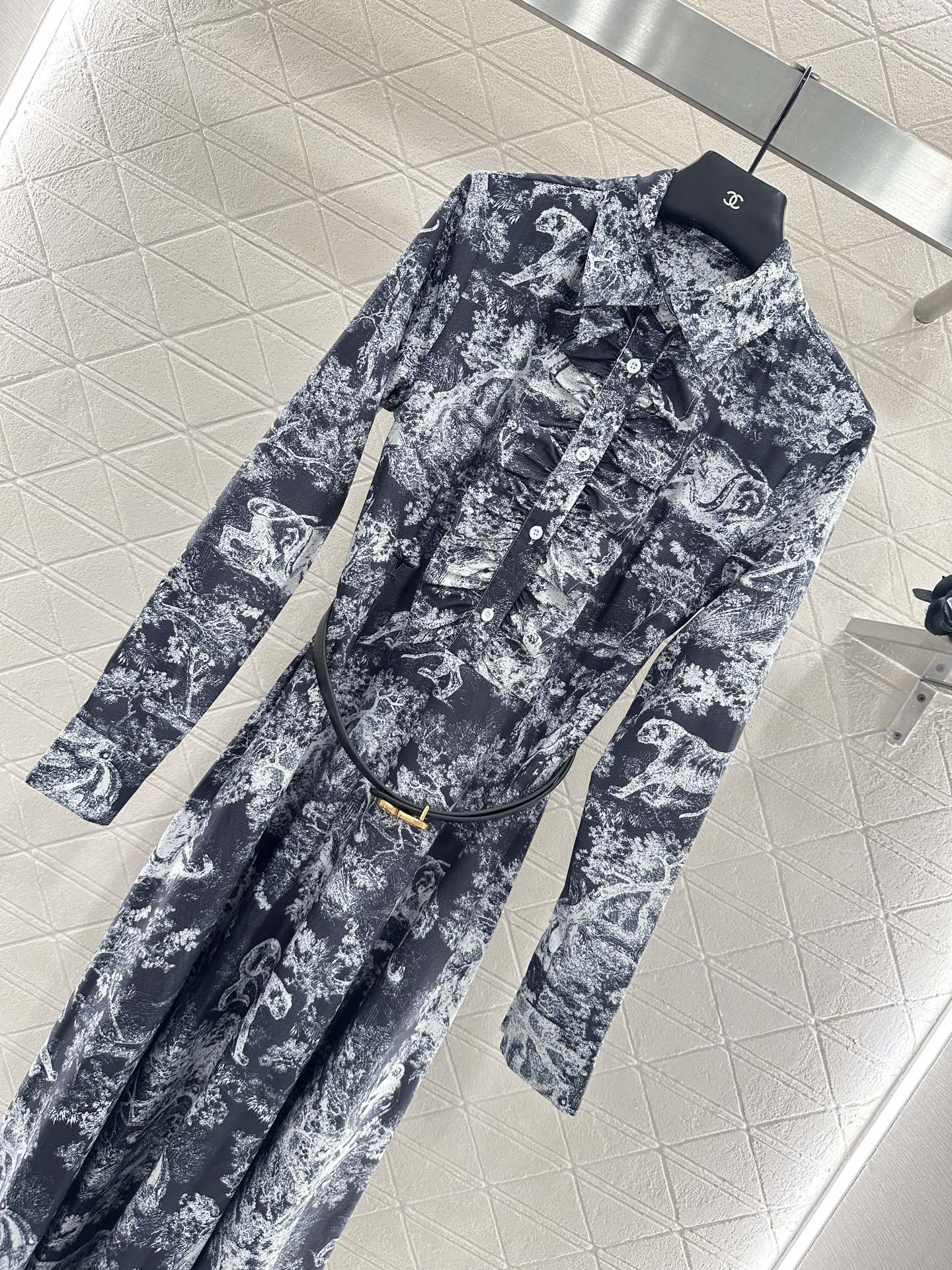 25fw Printed belt dress