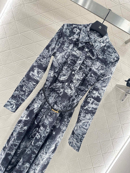 25fw Printed belt dress