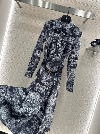 25fw Printed belt dress