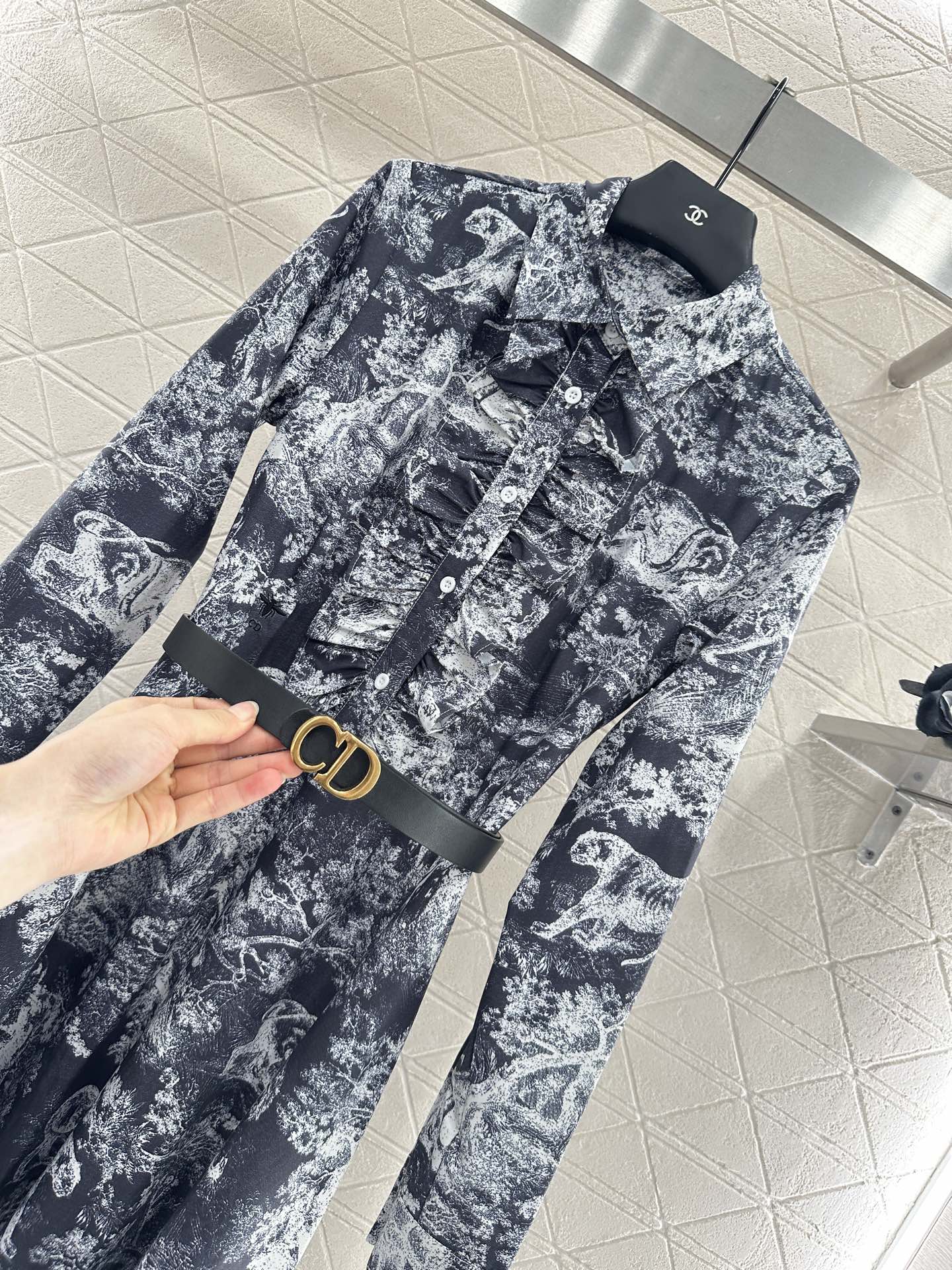 25fw Printed belt dress