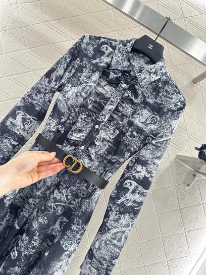 25fw Printed belt dress