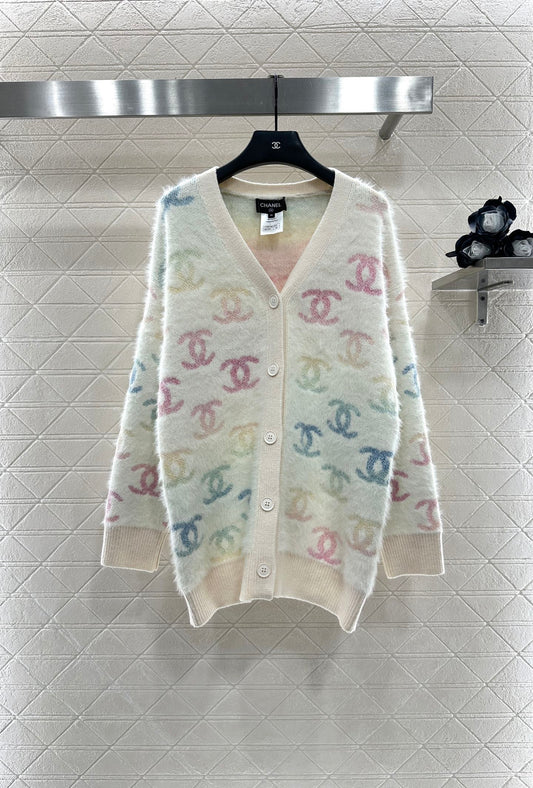 25fw Colorful double C mohair cardigan