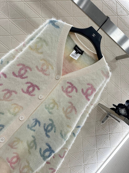 25fw Colorful double C mohair cardigan