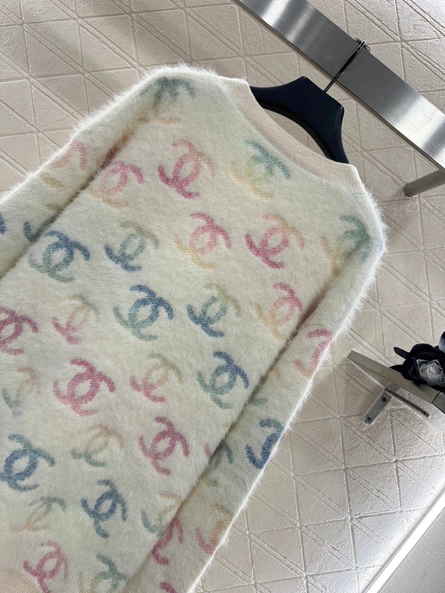 25fw Colorful double C mohair cardigan