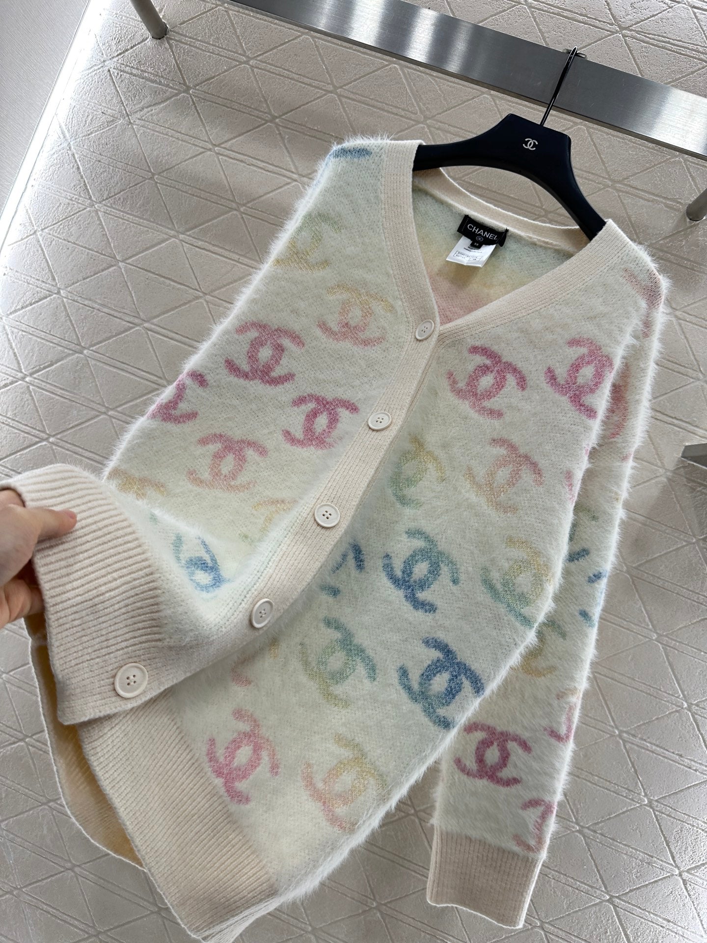25fw Colorful double C mohair cardigan