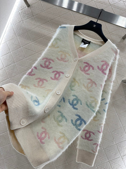 25fw Colorful double C mohair cardigan