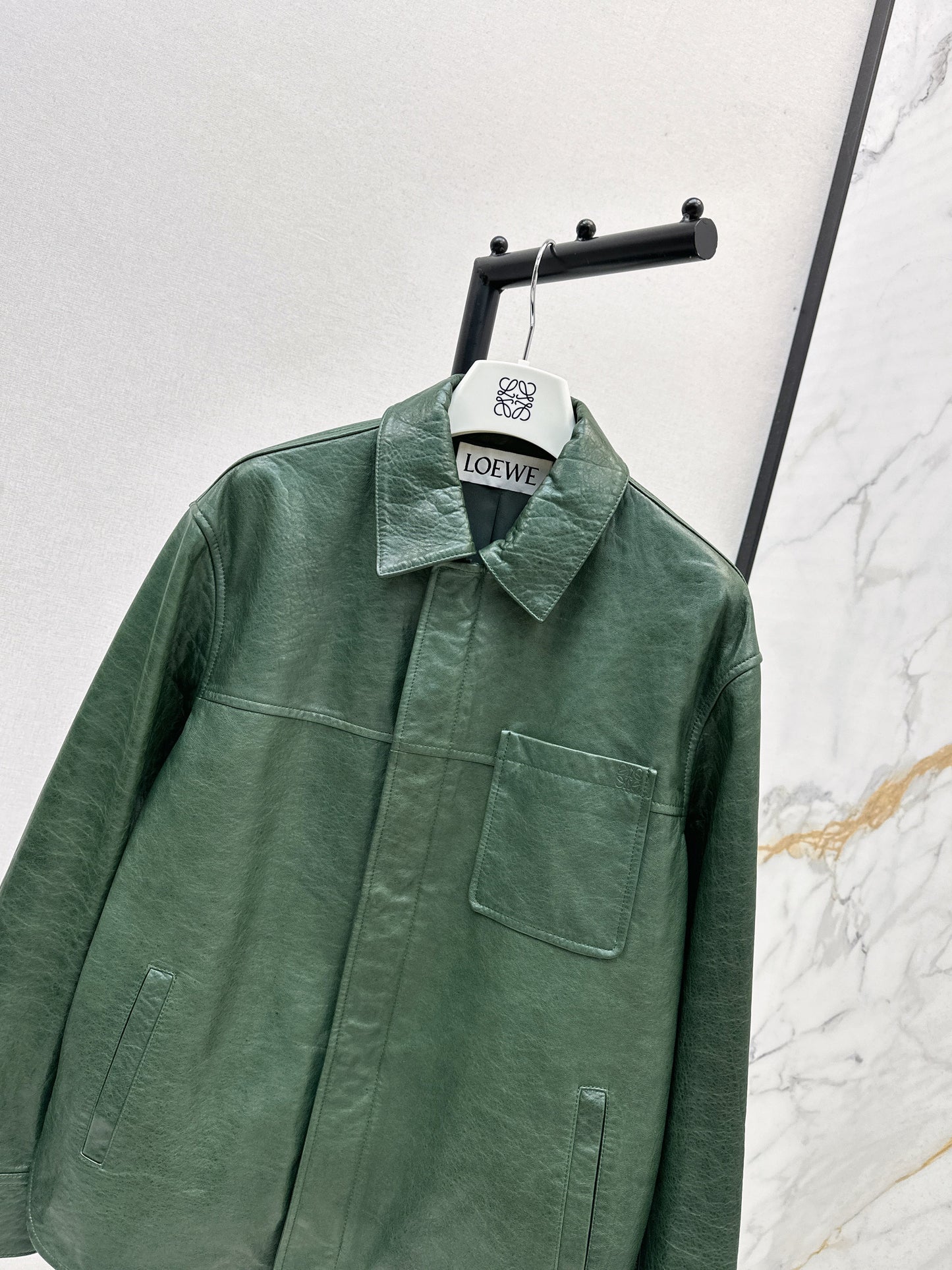 25fw Green leather jacket