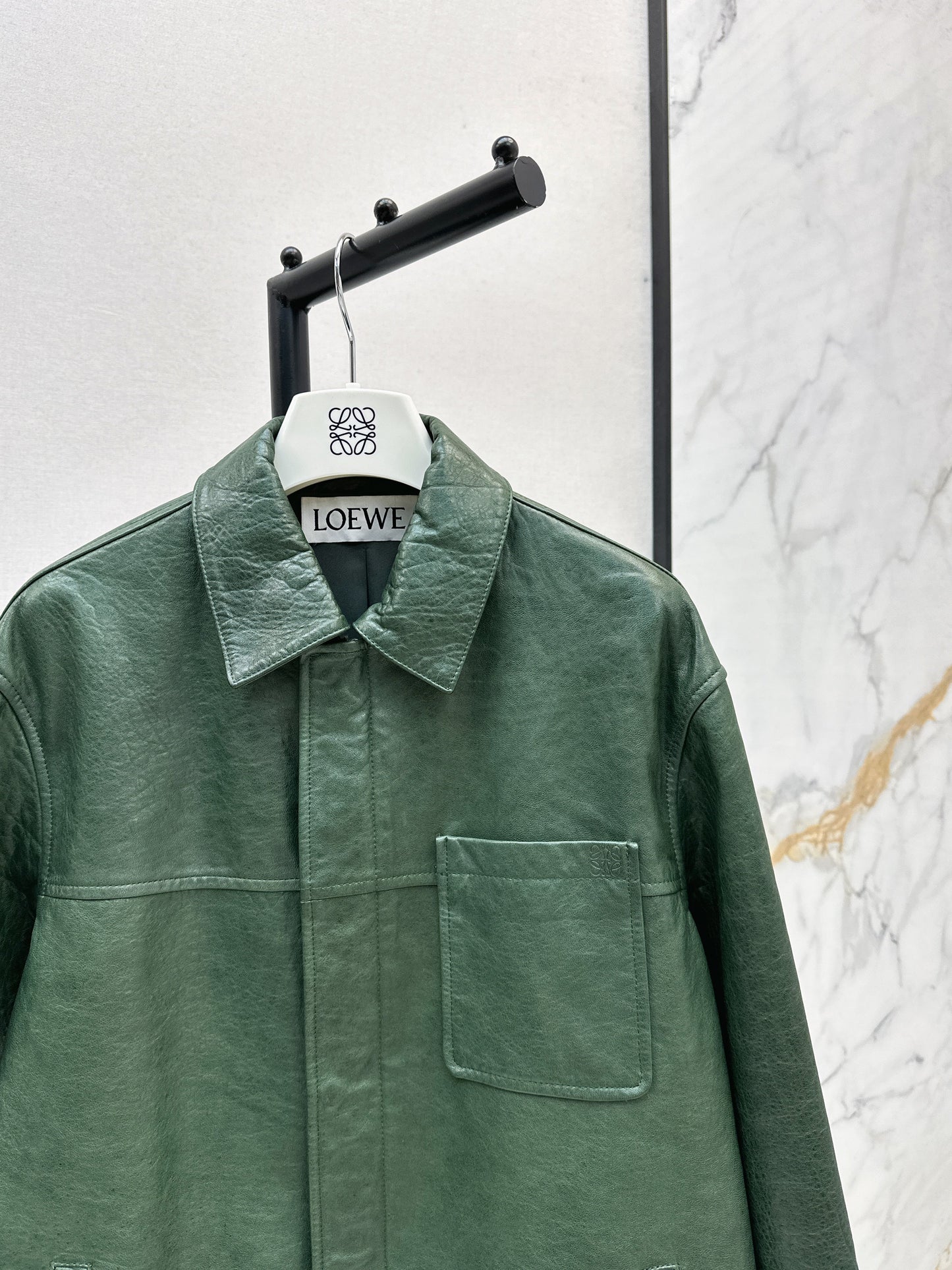 25fw Green leather jacket