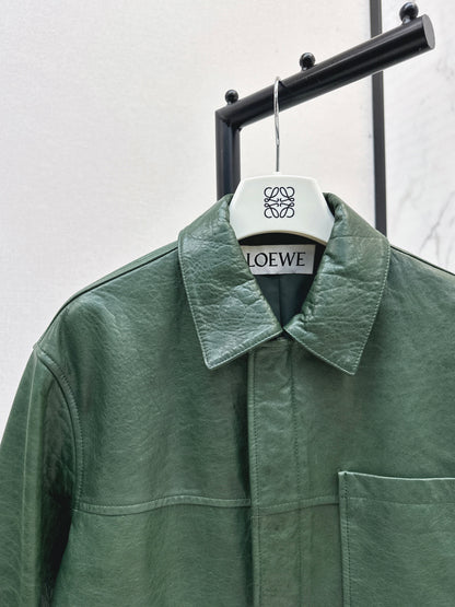 25fw Green leather jacket