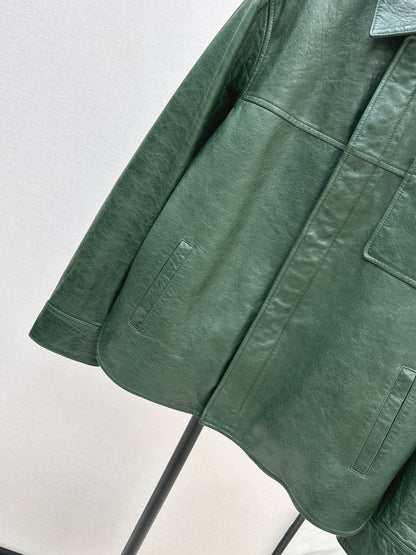 25fw Green leather jacket
