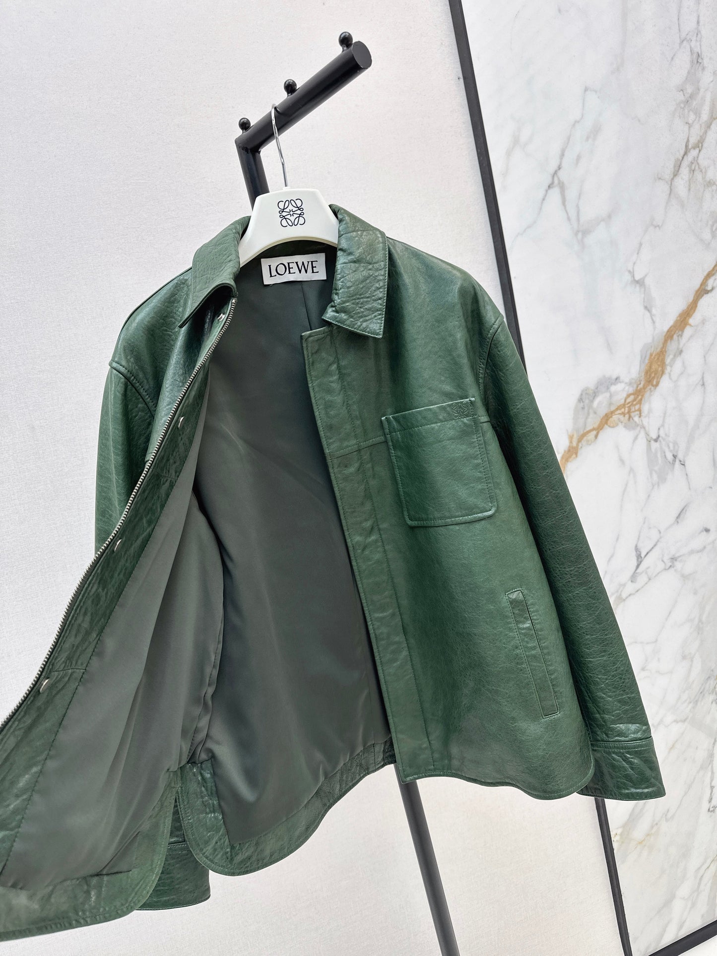 25fw Green leather jacket